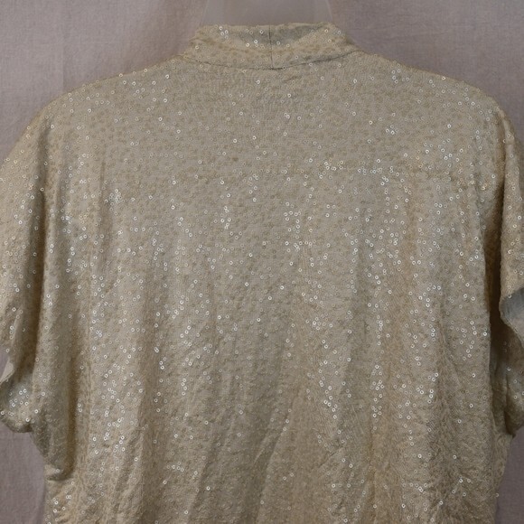 Eileen Fisher Cropped Silk Tie-Front Bolero Jacket Hand-Sewn Beaded Large - Picture 9 of 14